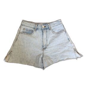 WeWoreWhat High Rise Side Slit Denim Shorts Light Wash Size 25